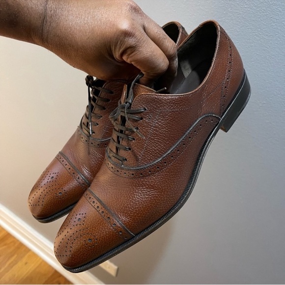 Salvatore Ferragamo Brown Pebble Leather Oxfords Sz 8 - Picture 10 of 12